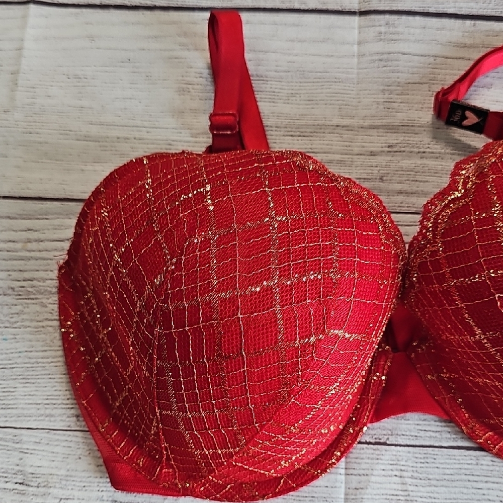 NWT Victoria's Secret 36D Red/Gold Full Coverage Bra with Adjustable Straps - Picture 5 of 9